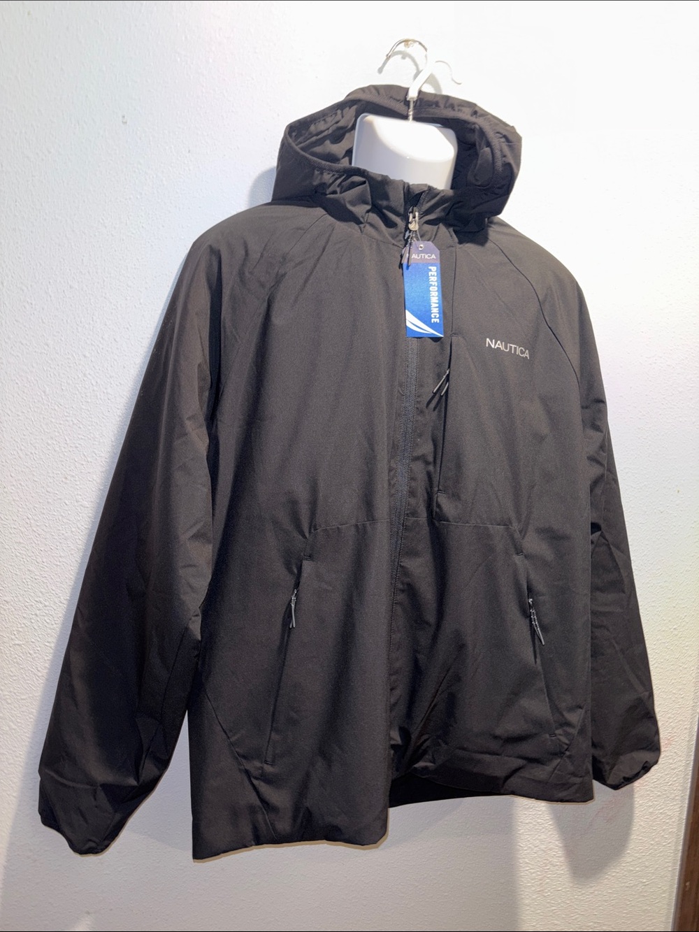 Nautica Black Hooded Performance Shell Jacket men’s